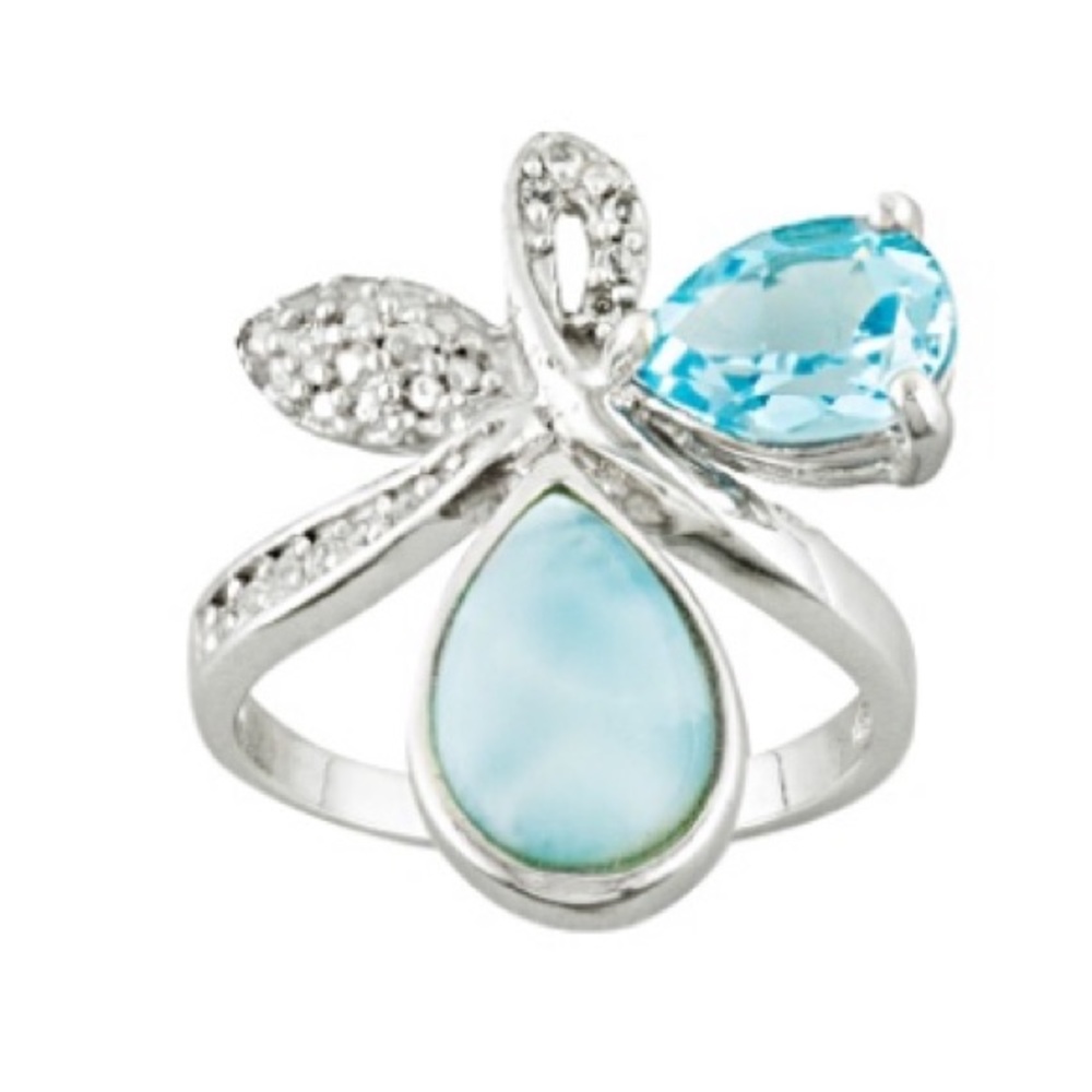 Larimar & Blue Topaz Sterling Silver Ring